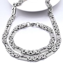 Moorvan unique flat byzantine necklace/bracelet (55.5cm+22.5cm) men chain link c - £21.73 GBP