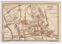 1905 Antique City Map Of Autun / Burgundy / France - £16.83 GBP