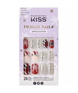 NEW Kiss Nails Limited Edition Glue Manicure Medium French Santa Red Chr... - £12.61 GBP