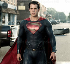 New Men&#39;s Superman Man Of Steel Perforated Blue Movie Costume Leather Ja... - $189.99