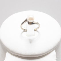 Silver Tone Faux Pearl (?) Ring Pinky Child Size 3 Signed Unknown Markers - £150.38 GBP