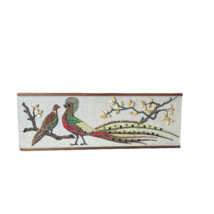 Mcm Vintage Kitsch Dos Pavo Real Aves Mosaico Cuenta Piedra Roca 3D Pared Art - £117.84 GBP