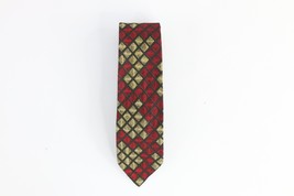 Vintage 80s Christian Dior Silk Diamond Geometric Neck Tie Suit Tie USA - £18.45 GBP