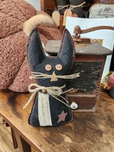 Primitive Farmhouse Black Scaredy Cat Fabric Shelf Sitter Doll Halloween Primi - £12.66 GBP