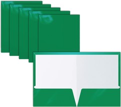 Better Office Products 2 Pocket Glossy Laminated Green Paper Folders,, B... - £30.90 GBP