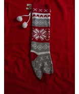 Home For The Jolly Days Grey &amp; Red Snowflake Christmas Stocking Kirkland... - £10.21 GBP