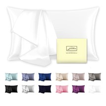 Natural Mulberry Silk Pillowcase For Hair And Skin Standard Size 20"X 26" White  - £19.17 GBP