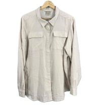 Exofficio Button Front Shirt Outdoor Ventilated Tan Check Plaid Womens Large - £22.03 GBP