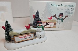 DEPARTMENT 56 Snow Village Welcome Sign Snowman Cardinal 4030891 with Box - £15.10 GBP