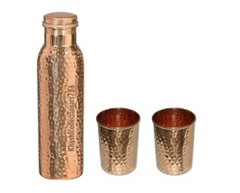 Pure Copper Hammered Water Bottle Drinking Tumbler Serving Glass Health ... - £18.33 GBP+