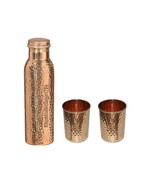 Pure Copper Hammered Water Bottle Drinking Tumbler Serving Glass Health ... - £19.36 GBP+