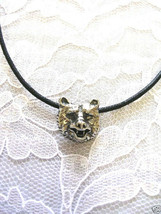 Grizzly Bear Head Detailed Animal Face Wildlife Pewter Pendant Adj Necklace - $9.99