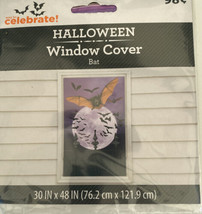 Halloween window cover scary bats and full moon 30&quot; x 48&quot; party decor - £4.28 GBP