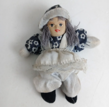 Vintage Country Plush Doll With Porcelain Face 5.5&quot; Doll - £7.74 GBP