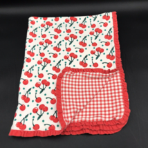 Gymboree Baby Blanket Picnic Cherries 1997 Summer Vintage Gingham Ruffle - £176.33 GBP