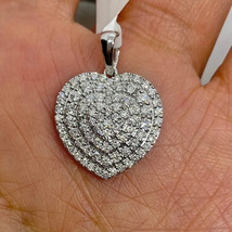 1.80Ct Round Cut Lab-Created Diamond Cluster Heart Pendant 14k White Gold Plated - £112.58 GBP