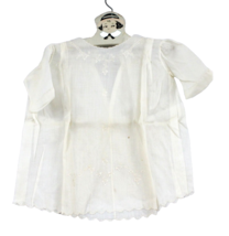 VTG 50s Baby Dress Ivory Cotton Lawn Embroidered Infant Doll Sz 12mo 26 ... - $29.65