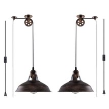 Plug In Pendant Light Industrial Pulley Pendant Lamp E26 Vintage Hanging Light F - £77.27 GBP