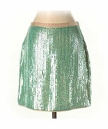 Shoshanna Metallic/embellished detail teal skirt size 2 side Zipped Lined - $532.95 MXN