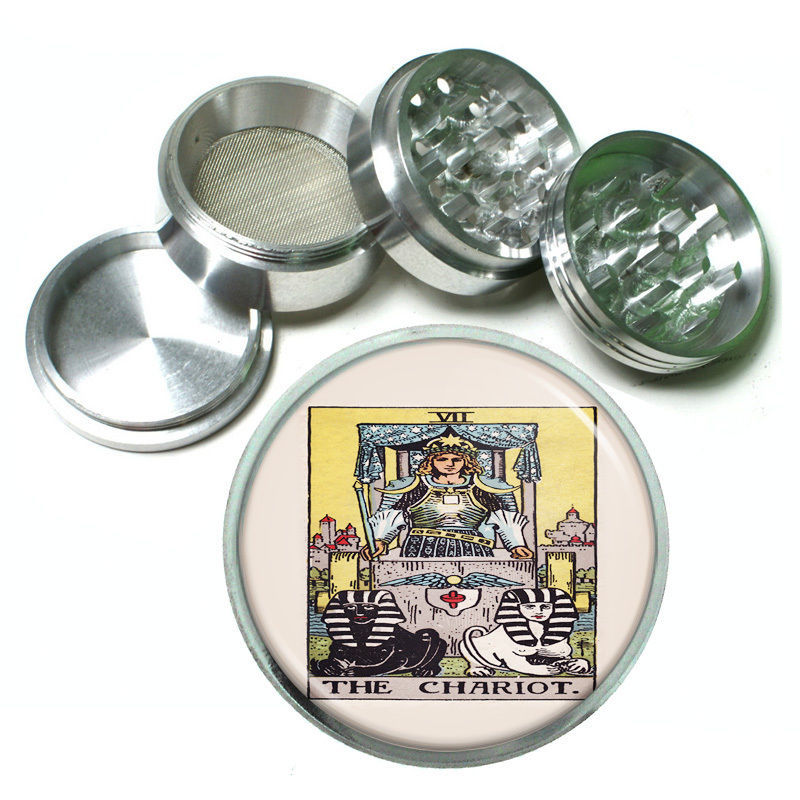Primary image for Tarot Card D9 Aluminum Herb Grinder 2.5" 63mm 4 Piece VII The Chariot
