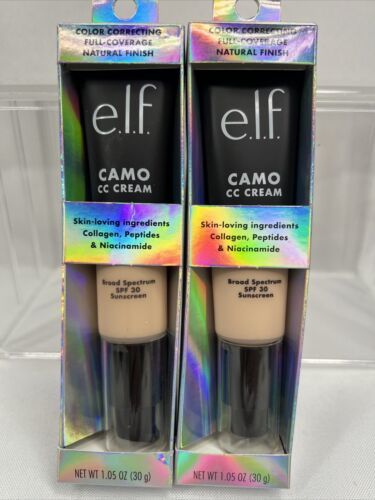 (2) Fair 125 C ￼e.l.f. Camo CC Creme Color Correcting Medium-Full Founda... - $8.99