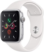 Apple Watch Series 5 (GPS, 44mm) - Silver Aluminum Case with White Sport... - £414.45 GBP