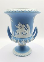 Rare Wedgwood Light Blue Jasperware 4&quot; Miniature Campana Urn Vase (c.1880) - $374.99