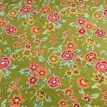 Vintage Fabric Floral Hawaiian Cotton Green Coral Pink Gold  Branches 2.... - $29.00
