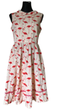 Lindy Bop Flamingo print Dress Peter Pan Collar Fit Flare A line - £43.45 GBP
