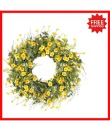24-Inch Yellow Daisy Wreath with Eucalyptus - Perfect Spring &amp; Summer Decor - $49.57 CAD