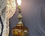 Beautiful 1970’s  FALKENSTEIN Optical Amber Glass Hollywood Regency Lamp... - $62.37