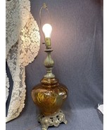 Beautiful 1970’s  FALKENSTEIN Optical Amber Glass Hollywood Regency Lamp... - £49.79 GBP