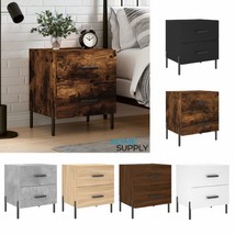 Modern Wooden Bedside Table Cabinet Nightstand With 2 Drawers Metal Legs Handles - £41.48 GBP+