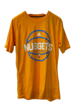 Adidas Mens “Denver Nuggets Basketball&quot;  Logo Short Sleeve Shirt Yellow-Small - £14.79 GBP