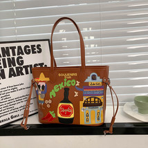 Bag WoMens Autumn Embroidery Handbag Shoulder Bag Handmade Creative Graffiti Tid - £67.06 GBP