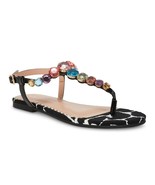 Betsey Johnson Womens 7.5 Black Multicolor Jewel Slingback Sandals DISPL... - $39.19