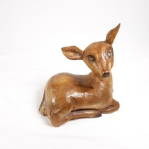 Wooden Carved Deer Figurine Holiday Decor Woodland - $27.72