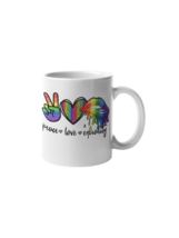 Peace Love Equality LGBT Rainbow Friend Bestie Gift 15 OZ Ceramic Coffee Mug - £15.16 GBP