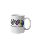 Peace Love Equality LGBT Rainbow Friend Bestie Gift 15 OZ Ceramic Coffee... - £15.00 GBP