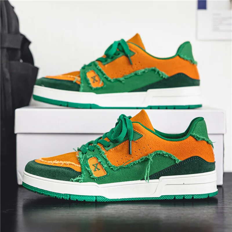  Designer Men&#39;s Shoes Causal   2024 Trend Platform Skateding Shoes Men Orange Ca - £148.24 GBP