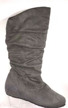 Shiekh Women’s Slough Boot Size 5.5 Gray Faux Suede 3/4 Zip Pull On Knee High - £22.39 GBP