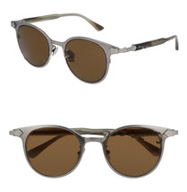 GUCCI AUTHENTIC 0068 Brown Ruthenium Round Retro Titanium Sunglasses GG0068S 001 - £336.22 GBP