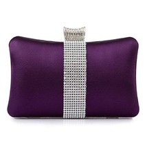 Colorful Formal Evening Rhinestone Sateen Clutch Bag for Women 5 Colors - Purple - £54.56 GBP