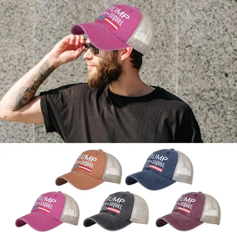 Trump Hat Breathable Adjustable American Campaign Hat USA Flag Embroidered - £11.29 GBP+