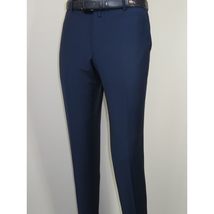Men's MONO Turkey Slacks 100% Wool Plain Front Slim Fit 2502-04 Royal Blue image 8