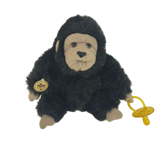 Primary image for 9" VINTAGE RUSS BERRIE BUNGO MONKEY W RUBBER PACIFIER STUFFED ANIMAL PLUSH TOY