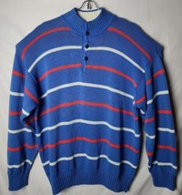 Made In Italy For Maus &amp; Hoffman Men XXL Strip Blue Pullover Sweater - £41.02 GBP