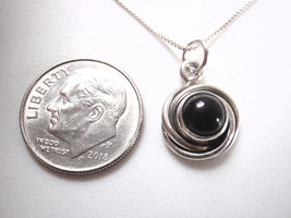 Black Onyx 925 Sterling Silver Pendant Swirls Small - £6.46 GBP