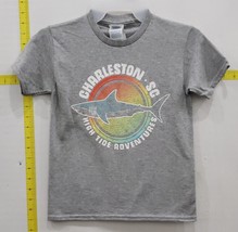 Charleston SC Youth Souvenir &#39;High Tide Adventures&#39; Graphic T-Shirt Gray... - $12.86