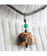 Carved Tiger&#39;s Eye &amp; Hematite Bunny Rabbit Necklace - £19.94 GBP